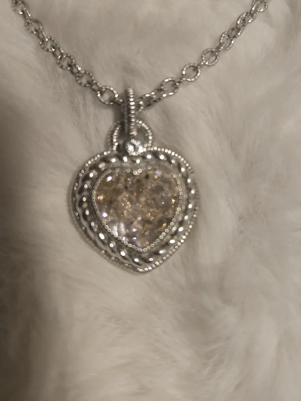 Judith Ripka Silver Heart Pendant with Champagne Stone